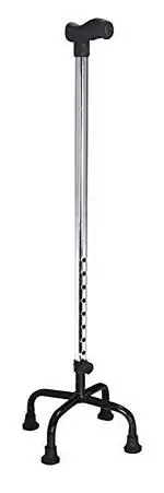 Kds Surgical Four Leg Black Base Adjustable Height Crutch Handle Walking Stick for Unisex