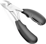 Gleevia Professional Thick and Ingrown Toe Nail Clipper with Sharp Curved Blade for Men Pedicure Grooming Tool, Silver