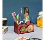 Future Works Desk Organizer for Girls cute Makeup box for kids with Smileys and emoji 2 Compartment Funky Cosmetic organizer Unique gifts for girls and stationary organizer ( Eco Friendly) (Red)15.24 x 7.62 x 8.89 cm; 299 Grams