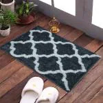 Enyra Bath Mat Anti-Slip Hot Melt Coating Serene Microfibre Abstract Design Bath Mat - 37x57 cm, Floor Mat for Bathroom/Bedroom/Kitchen/Door - Pack of 2 Piece - Grey