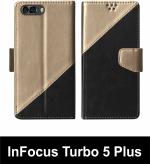 Sbms Infocus Turbo 5 Plus Black Artificial Leather Shock Proof Flip Cover