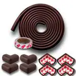 KidDough Baby Proofing Corner Safety Strip and Corner Guard | Thick Rubber Edge Corner Protector Guard | Sharp Corner Guard | Corner Protector for Kids Safety (5 Meters Roll + 8 Corner Guards)