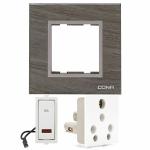 CONA Combo Set of STATUS-Switch, Socket and 3M Modular Plate- 9396-2 Way Modular Switch 6A White, 9506-3Pin Universal 6/16A SocketA White and 10503-Classic Single 3M Modular Plate