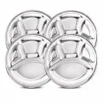 PLUMM Get Stainless Steel Thali Set | Compartment Thali Set of 4 | Bhojan Thali | Compartment Thali 4 in 1 | Mess Tray Steel | Thali Set Stainless Steel | Round Thali with Compartments | Set of 4