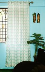 Parda Online Green Polyester Printed Eyelet Art Window Curtain 5ft, (Pack of 1)