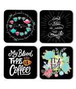 Whats Your Kick Tea Lover Good Tea is Never Too Much Printed Set of 4 Coaster With Beautiful Metal Stand