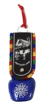 Tej Gifts Feng Shui Swiss Cow Bell | DDLJ Cowbell | Vastu Bell | Car Hanging Key Chain | Metal Door Hanging for Home | Religious Wall Decor | Good Luck Bell | Special Ocassion Gift Item (Blue)