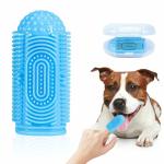 Qpets Dog Toothbrush, Pet Teeth Cleaning Set Soft Silicone Finger for Dog, Protecting Dog Dental Health Pets Oral Care Supplies, Dog Toothbrush Index Finger Sleeve with Storage Case, Blue