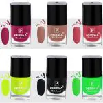 Perpaa Pink, Light Pink, Nude, Neon, Light Green, Black Nail Polish (Pack Of 6)