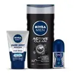 Nivea Shower Gel 250ml, Nivea Dark Spot Reduction Face Wash 100ml, Nivea Roll On 50ml Combo