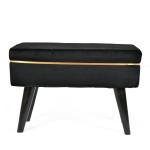 Shadowkart Black Wood Pouffes Bench Sitting Stool