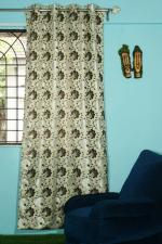 Parda Online Brown and Silver Jacquard Floral Eyelet Window Curtain 7ft, (Pack of 1)
