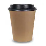 Biodis Kraft Paper Cup with Black Lid, 100 Pieces, Brown, 250 Ml