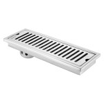 Ruhe Vertical Shower Drain Channel |12 x 4 Inches | 304 Stainless Steel Shower Water Drain Channel | Floor Drain with Cockroach Trap, Side Hole, and Collar