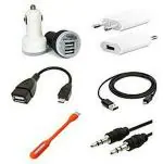 CLASSICO Mobile Accessories KIT of 1 Dual Port CAR Charger+1 Wall Charger+1 OTG Cable+2 Android Charging Cables+1 iPhone 5/6s Data Cum Charging Cable+1 Flexible USB LED Light+1 AUX Cable