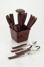BM KITCHENWARE 24 Pcs Plastic Brown Vivo Cutlery Set