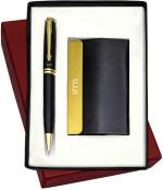 UJJi 2in1 Black Color Golden Part Pen with ATM Card Holder