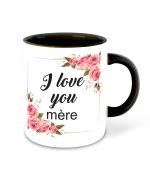Whats Your Kick I Love You Mom in French Language Design Printed Black Ceramic Coffee Mug and Tea Mug 325ml