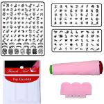 Roaylkart Nail Art Combo Kit With 2pcs Small Stamping Image Plates