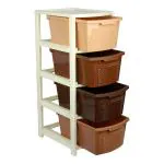 Kuber Industries Storage Drawer Rack | Plastic Modular Drawer Rack for office | Storage Rack for School | Storage Rack for Toys | Drawers Boxes Storage Rack for Home | 4-Tier | Brown