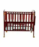 Mee Mee Multifunctional Spacious Swinging Baby Crib/Cradle Wooden Baby Cot with Rocking Function & Mosquito Net Protector, Convertible Desk (Cot Brown)