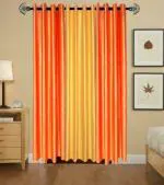 Dc Decastle Plain SoliD colour Curtains Set 152 cm (5ft) Room Darkening Window Curtain (Orange And Yellow, Pack of 3)