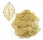 TIPTOP DECORATION Floral Leaf Golden Metal Charms (Pack of 10)