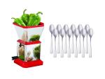 First Front Stainless Steel Chilly Cutter Cutter With Stainless Steel 12 Pcs Coffee Spoon Set and (Multicolour, Pack of 2)