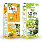 Basic Ayurveda Lauki Juice 1000 Ml With Aloe Amla 50-Fifty Mix Juice Combo Pack 1000 ml