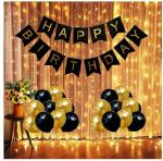 ARYAN BALLOON Sensibledecoraters Black, Golden Balloons And Banner Birthday Decorations Kit (Set Of 32) l Birthday Decoration l Party Decoration l Home Décor l Interior l Happy Birthday l Anniversary l Decorative Kit l Balloons Decoration Kit l Banner
