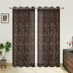 Skirmish Heavy Net Tissue Brown Floral Pattern Polyester Window Curtains 152 x 121 cm (Jhaad-Net-Brown-5ft-2)