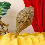 NIKSA HOMES Vishnu Dashavtar Brass Shankh | Vishnu's 10 Avtar Engraved | Conch shell | Wall Hanging For Home, Temple, Pooja Room | Decor | Golden Finish