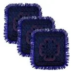 Kuber Industries Prayer Mat | Velvet Aasan Mat | Meditation Prayer Pooja Carpet Mat | Aasan Mat for Pooja | Self Pooja Prayer Mat | Traditional Aasan Prayer Mat | Pack of 3 | Blue
