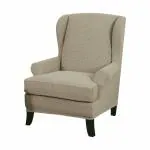 HOKIPO 190 GSM Jacquard Elastic Wing Chair Cover, Buff Brown (AR-4773-F2)