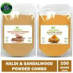 Homeda Pure Sandalwood and Wild Turmeric Powder (100g each - 200g) for Face (Kasturi Haldi, Amba, Chandan)