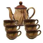 Caffeine Brown Ceramic Tea Sets (Pack Of 7)