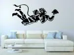Lanstick Vinyl Multicolor Lord Hanuman Flying With Sanjeevi Mount Self Adhesive Wall Sticker 30 inch