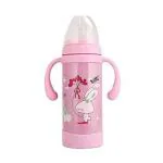 Chinmay Kids 220 ml Thermal Insulation Stainless Steel Baby Feeding Bottle - Pink (Print May Vary)
