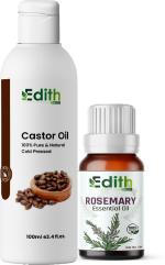 Edith Naturals Organic Castor Rosemary Hair Growth Oil -Cold-Pressed, Pure, and Natural Hair Oil (115 ml)