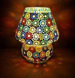 ONECYA ROYAL FANCY Mushroom Shaped Glass Table lamp for Bedside Living & Home Decoration Table lamp (Multicolour, Bulb not Included); Made in India