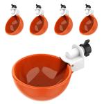 Hasthip Orange Plastic Chicken Drinking Cup On Barrel Feeder And Drinker Auto Refill Water Duck (Pack Of 5)