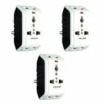 anchor by panasonic 22841 6A 3 Pin Multiplug Adaptor (White & Black, Pack of 3)