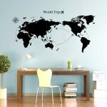 StickMe Multicolor Vinyl World Map Trip Travel Adventure Office Wall Sticker