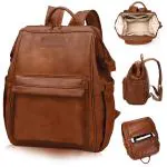 Babyhop Brown Leather Travel Friendly Washable Changing Pad Multifunctional Insulated Pockets Diaper Bag