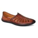Server Casual Stylish Partywear Designer Nagra Ethnic Peshwari Peshwari jutti Loafers For Men (Tan) Uk Size 10