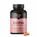 Zingavita Biotin Tablets For Hair Growth, Glowing Skin & Strong Nails, Sugar Free Plant Based Supplement 60 Count
