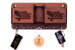 Divine Sapphire Brown Mdf, Wooden Pocket Key Holder With Mobile Holder And Charging Stand Jay Shree Radhe-916, 7 Hooks