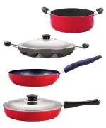 Nirlon Red, Black Standard Non Stick Kitchenware Kitchen Cooking Utensil Set - Fp11_Cvg_Ap12_Cs24 (Pack Of 4)