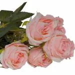SpecialYou.in Artificial Real Looking Blush Pink Roses Flowers Decoration Items with 1 Bunch of 5 Pink Roses for Home Decoration, Living Room, Pink Fake Flowers are Best for Birthday, Party decorative ( Pot Not Included)