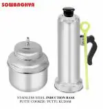 SOWBAGHYA Stainless Steel Puttu Maker and Mini Boiler Set- Silver | Puttu Kudam | Puttu Maker with Steamer Plate & Stick | Induction Base | Suitable for Pressure Cooker